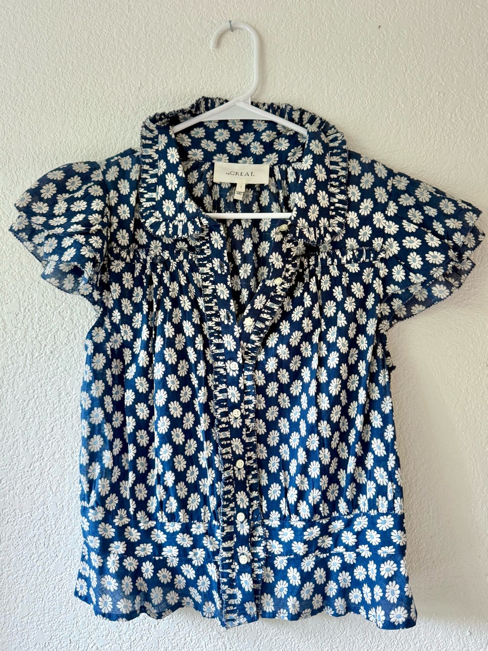 THE GREAT The Gardenia Top in Mini Evening Daisy. Size 1.